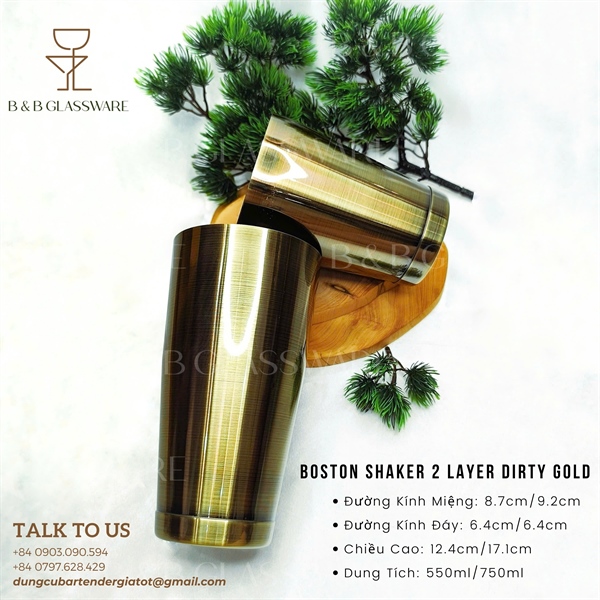 Bộ Boston Shaker 2 Layer Dirty Gold - ảnh 2