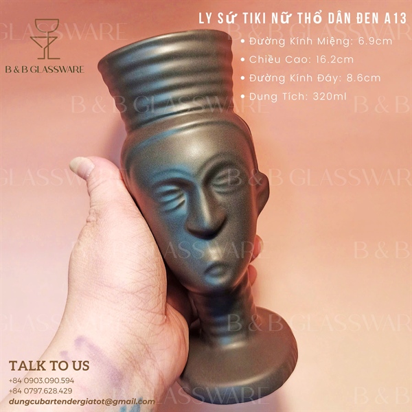 Ly Sứ Tiki Nữ Thổ Dân - Đen A13 - ảnh 2