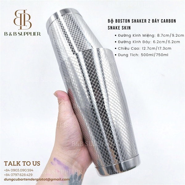 Bộ Boston Shaker 2 Đáy Carbon Snake Skin 4