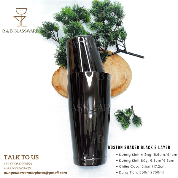 Bộ Boston Shaker Black 2 Layer