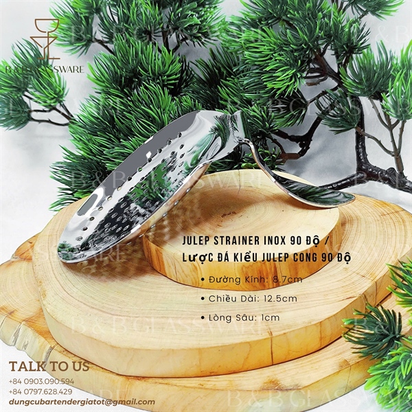 Julep Strainer Inox 90 Độ / Lược Đá Kiểu Julep Cong 90 Độ - ảnh 2