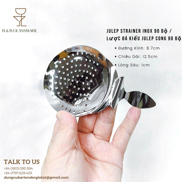 Julep Strainer Inox 90 Độ / Lược Đá Kiểu Julep Cong 90 Độ 4