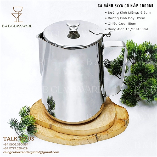 Ca Đánh Sữa Có Nắp 1500ml