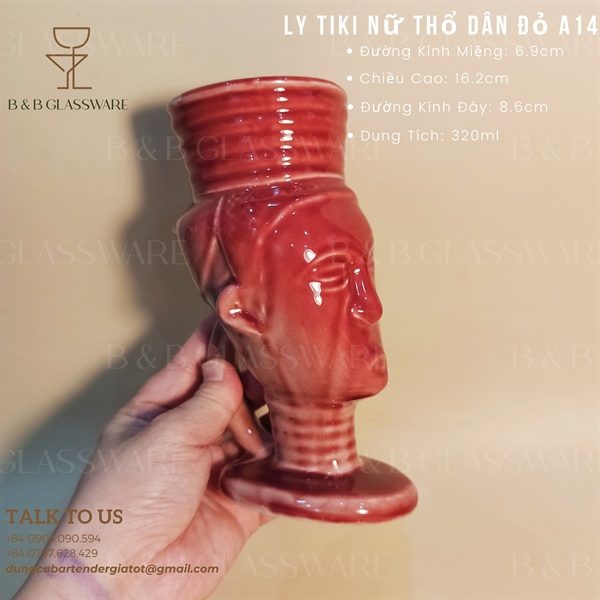 Ly Sứ Tiki Nữ Thổ Dân - Đỏ A14 - ảnh 2
