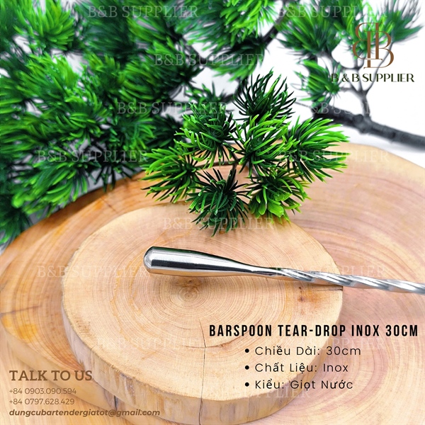 Barspoon Tear-Drop Inox 30cm - ảnh 2