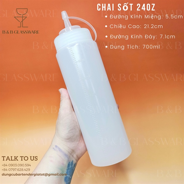Chai Đựng Sốt Nhựa 24Oz (700ml) - ảnh 2