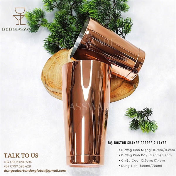 Bộ Boston Shaker Copper 2 Layer - ảnh 2
