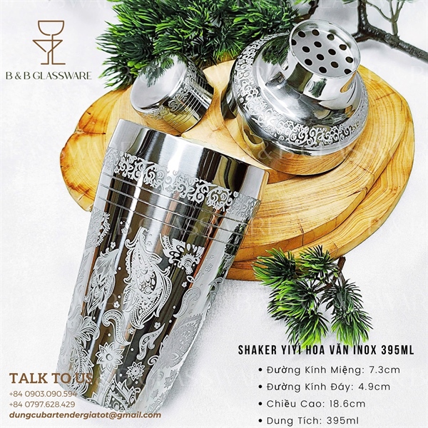Shaker Yiyi Hoa Văn Inox 395ml 3