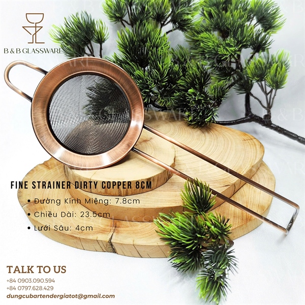Fine Strainer Dirty Copper 8Cm / Vợt Lược Cocktail Màu Đồng Cổ 8Cm
