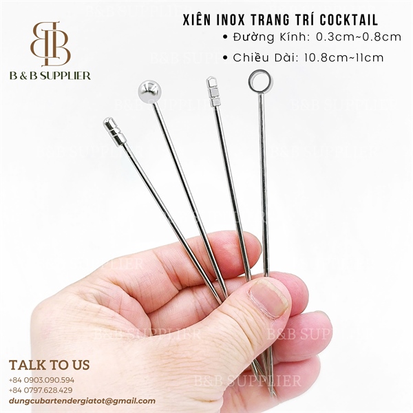 Xiên Inox Trang Trí Cocktail - Tròn Bi 5