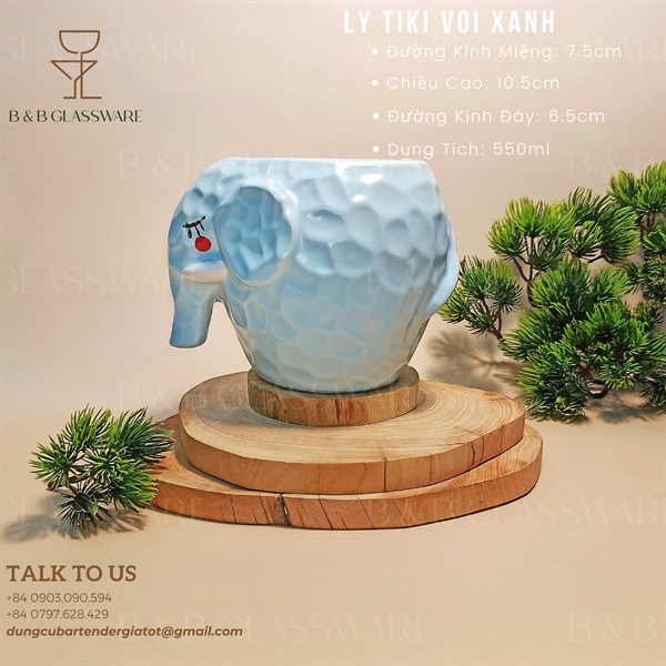Ly Sứ Tiki Voi Xanh