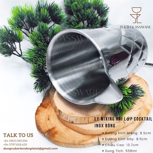 Ly Mixing 2 Lớp Cocktail Inox Bóng - ảnh 2