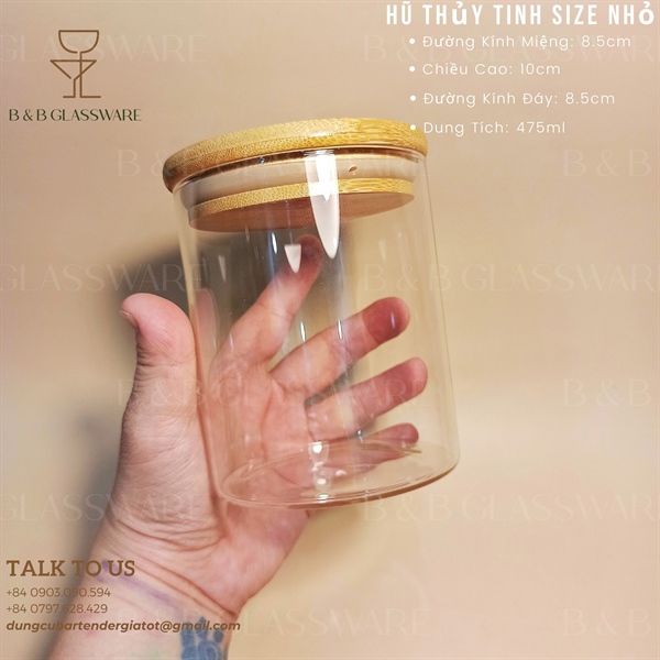 Hũ Thủy Tinh Nắp Gỗ Cao 10cm 3