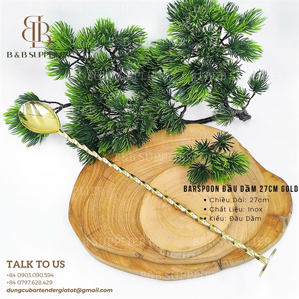 Barspoon Đầu Dầm 27cm Gold