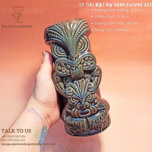 Ly Tiki Mặt Nạ Màu Xanh Dương - A52 - ảnh 2