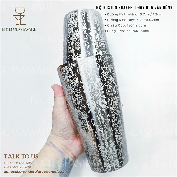 Bộ Boston Shaker 1 Đáy Hoa Văn Bóng 4
