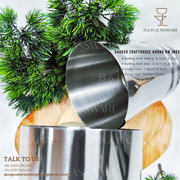 Bộ Shaker Crafthouse Không Đế Inox 3