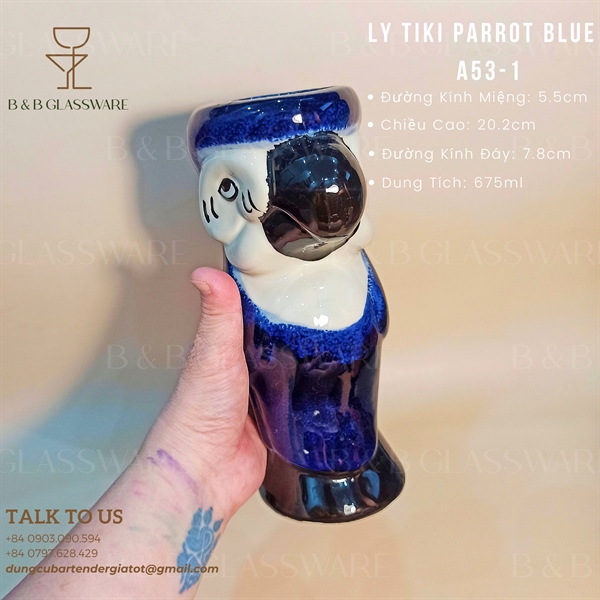 Ly Sứ Tiki Parrot Blue A53-1 - ảnh 2