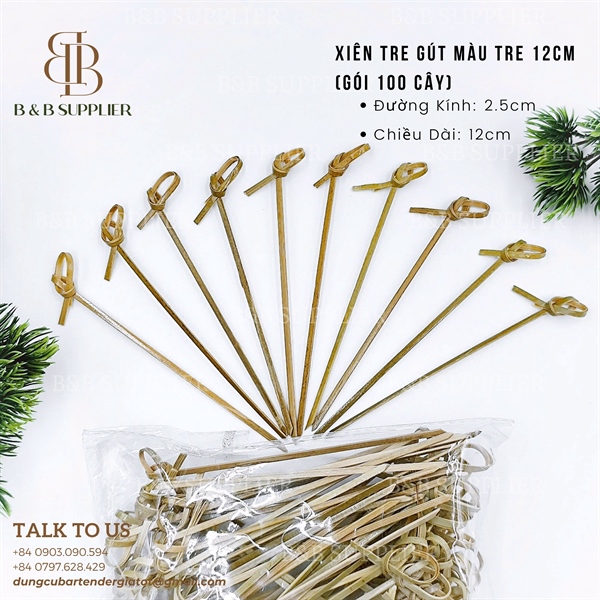 Xiên Tre Gút Màu Tre 12cm (Gói 100 Cây) - ảnh 2