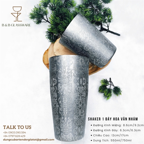 Bộ Boston Shaker 1 Đáy Hoa Văn Nhám - ảnh 2