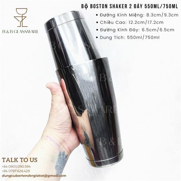 Bộ Boston Shaker 2 Đáy 550ml-750ml - ảnh 2