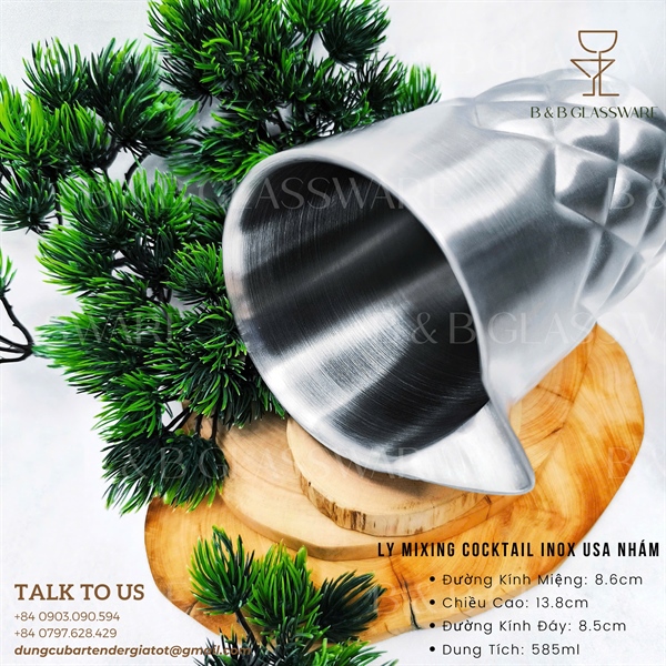 Ly Mixing 2 Lớp Cocktail Inox Nhám - ảnh 2