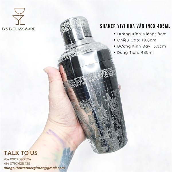 Shaker Yiyi Hoa Văn Inox 485ml 5