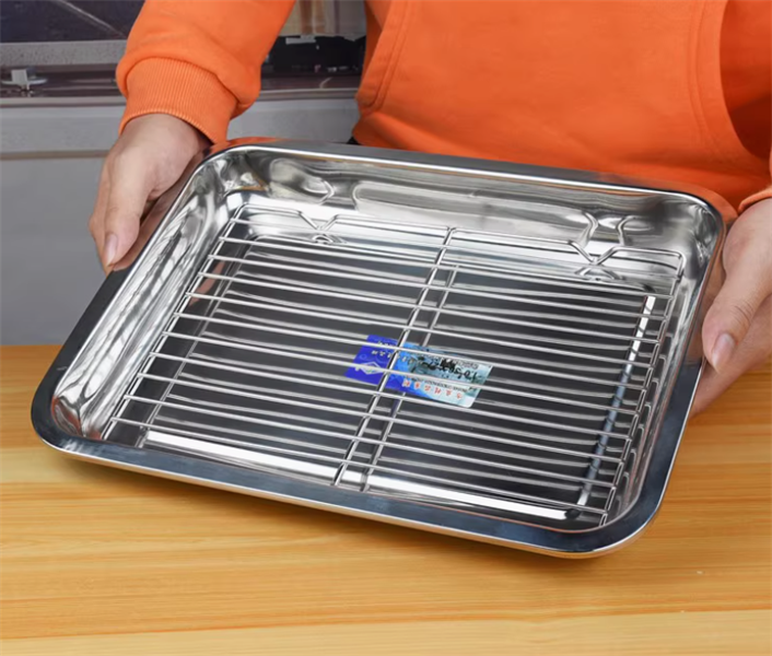 Khay Inox Cạn 2cm (Không Kèm Vỉ Nướng Bên Trong) 2
