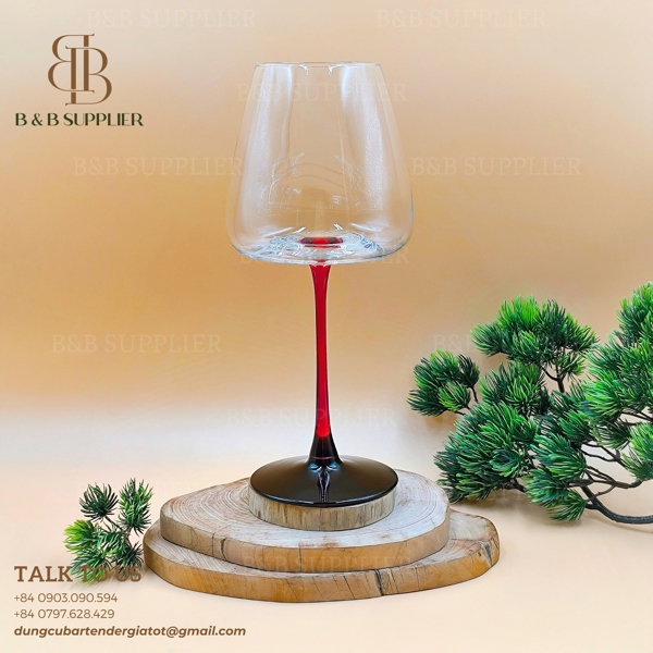 Ly Vang Đỏ Chân Viền Đen Đỏ Ombre 7359