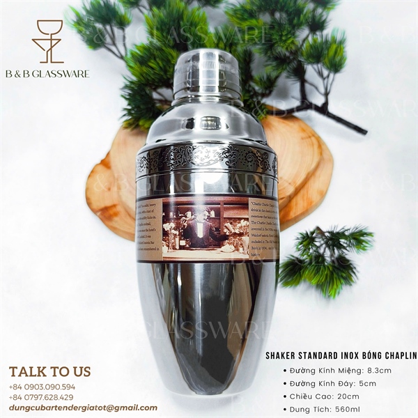 Shaker Standard Inox Bóng Chaplin