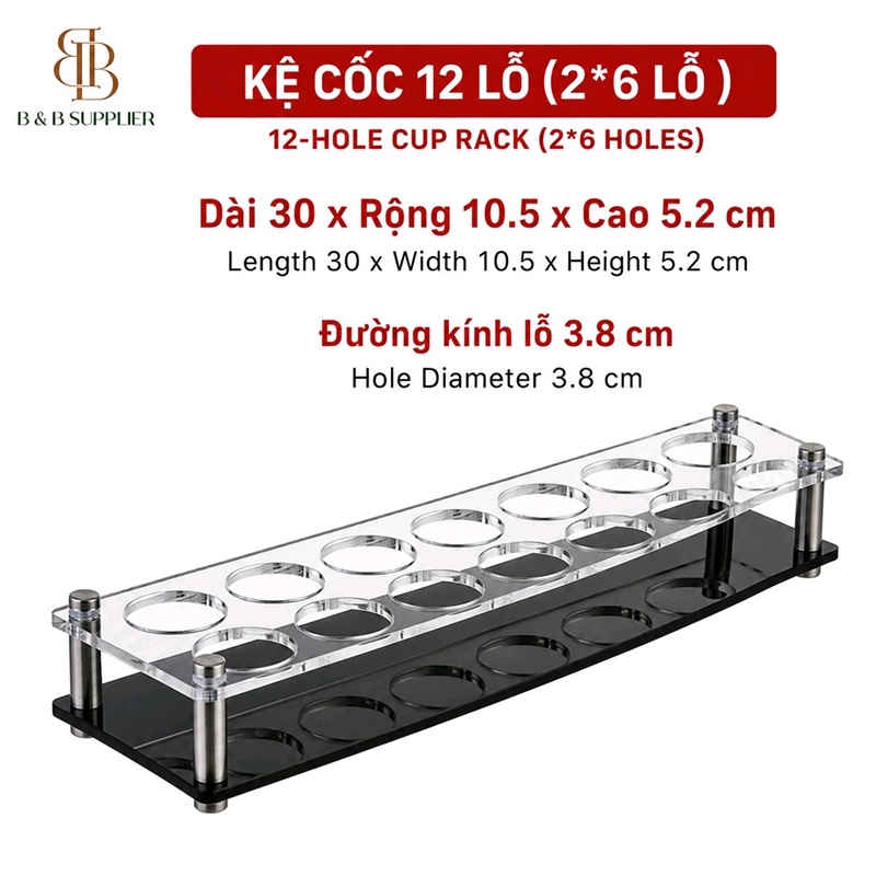 Kệ Ly Shot Mica Trong 12 Ô 2X6