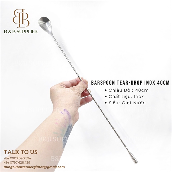 Barspoon Tear-Drop Inox 40cm 3
