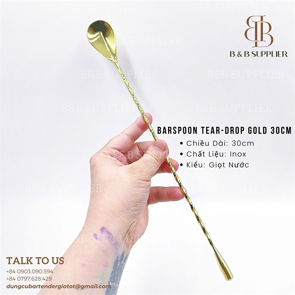 Barspoon Tear-Drop Gold 30cm 3