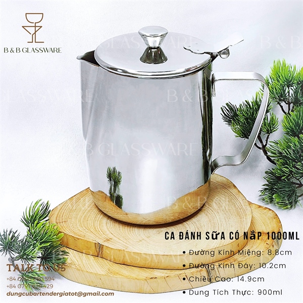 Ca Đánh Sữa Có Nắp 1000ml