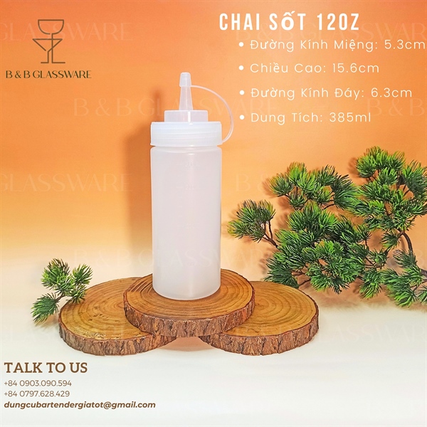 Chai Đựng Sốt Nhựa Ldpe - 12oz (385ml)