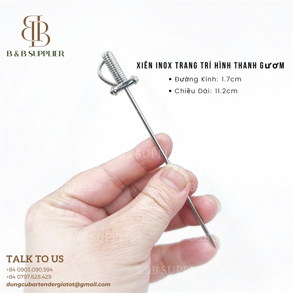Xiên Inox Trang Trí Hình Thanh Gươm 3